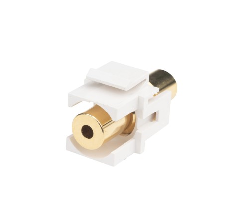 Вставка формата Keystone Jack с проходным адаптером TRS 3.5 мм gold plated ROHS белая Hyperline KJ1-TRS-D3.5G-WH