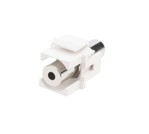 Вставка формата Keystone Jack с проходным адаптером TRS 3.5 мм ROHS белая Hyperline KJ1-TRS-D3.5-WH