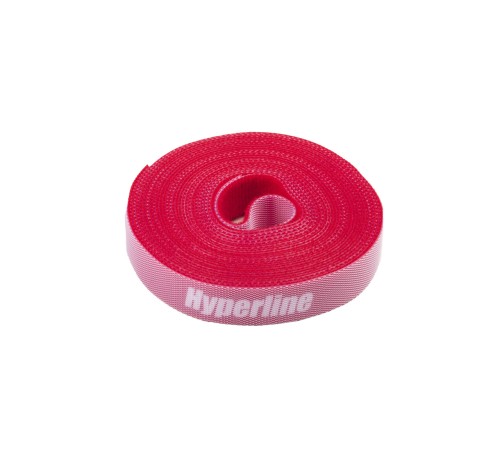 Лента (липучка) в рулоне ширина 16 мм длина 5 м красная Hyperline WASNR-5x16-RD