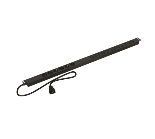 Блок розеток вертикальный Hyperline SHE-6SH-12IEC-2.5AIEC