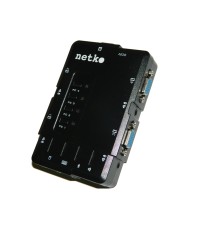 KVM Переключатель Netko настольный 4 порта USB+аудио в комплекте: 2 кабеля 1.8м (NLVVUA18) черный NCS-41UA (54955)