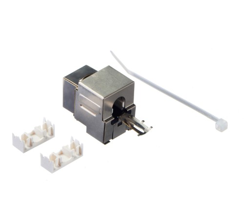Модуль Keystone экранированный RJ45 cat.6, 90° 110/Krone тип под инструмент KE металлик Netko Expert CKC KJ8B-C6-FS (54085)
