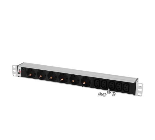 Блок розеток Rem -10 без шнура с инд. 6 Sсhuko 5 IEC 60320 C13 вход C14 10A алюм. 19 Rem R-10-6S-5C13-I-440-Z 30112226906
