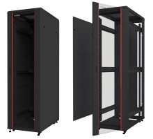 Шкаф напольный 37U серия T2(A2) (600х600х1833) передняя дверь стекло черный разобранный Netko (упакован в 2 коробки) 6637.901-S (53945)