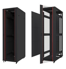 Шкаф напольный 37U серия T2(A2) (600х600х1833) передняя дверь стекло черный разобранный Netko (упакован в 2 коробки) 6637.901-S (53945)