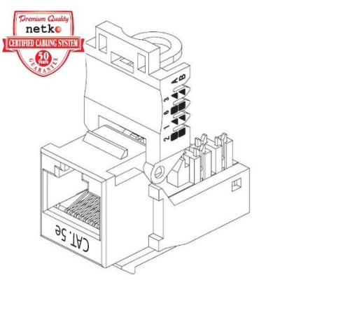 Модуль Keystone неэкранированный RJ45 cat.5e, 90° без инструмента белый Netko Expert CKC KJ15-CE-US/WH (54435)