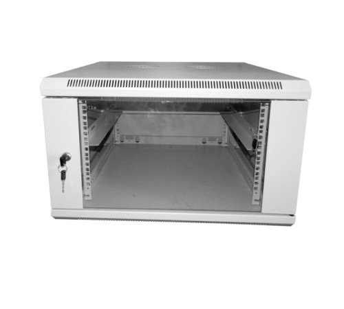 Шкаф настенный 6U серия WM (600х600х370) передняя дверь стекло собранный серый Netko 6606.900A-A (54733)