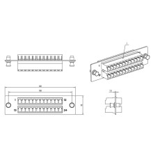 Панель для FO-19BX с 24 LC адаптерами Hyperline FO-FPM-W120H32-24LC-BL
