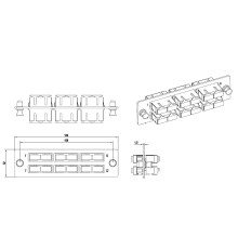 Панель для FO-19BX с 6 SC (duplex) адаптерами Hyperline FO-FPM-W120H32-6DSC-BL