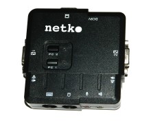 KVM Переключатель Netko настольный 2 порта PS2+аудио в комплекте: кабеля 1.8м (NLСVPA18) черный NCS-21CA (54956)