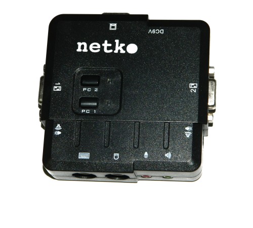 KVM Переключатель Netko настольный 2 порта PS2+аудио в комплекте: кабеля 1.8м (NLСVPA18) черный NCS-21CA (54956)