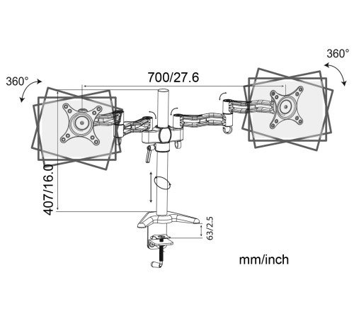 Кронштейн для мониторов Cactus CS-VM-D08-BK
