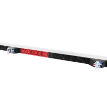 Верт блок розеток Rem -3x32 3 фазы 32A 6 авт инд 36 C13 1420 мм вх IEC 309 шнур м Rem R-3X32-36C13-A-I-1420-3-3PN 30112232202