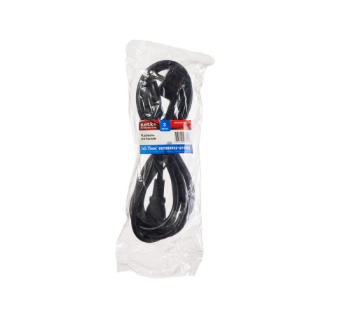 Кабель питания Netko D03+ST3 3.0M 0.75MM2 (53077)
