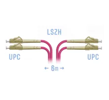 Патчкорд оптический LC/UPC-LC/UPC MM (OM4) Duplex 6 метров SNR SNR-PC-LC/UPC-MM4-DPX-6m