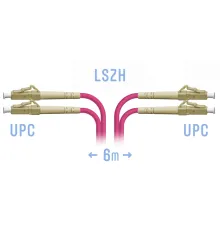 Патчкорд оптический LC/UPC-LC/UPC MM (OM4) Duplex 6 метров SNR SNR-PC-LC/UPC-MM4-DPX-6m