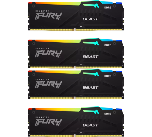 Оперативная память 64Gb DDR5 5200MHz Kingston Fury Beast Black RGB KF552C40BBAK4-64
