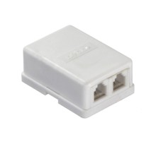 Розетка телефонная внешняя / 2 порта RJ11(6p4c) 4 контактная белая Netko LX-204 4w (51048)
