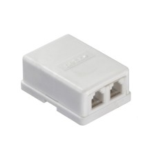 Розетка телефонная внешняя / 2 порта RJ11(6p4c) 4 контактная белая Netko LX-204 4w (51048)