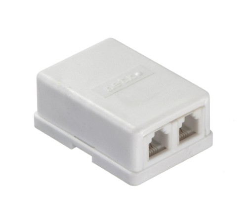 Розетка телефонная внешняя / 2 порта RJ11(6p4c) 4 контактная белая Netko LX-204 4w (51048)