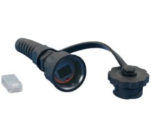 Промышленный разъем RJ-45 (8P8C) под витую пару IP67 категория 5e с защитной крышкой экранированный (SH) Hyperline PLUG-IE-8P8C-P-C5-SH
