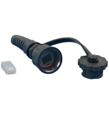Промышленный разъем RJ-45 (8P8C) под витую пару IP67 категория 5e с защитной крышкой экранированный (SH) Hyperline PLUG-IE-8P8C-P-C5-SH