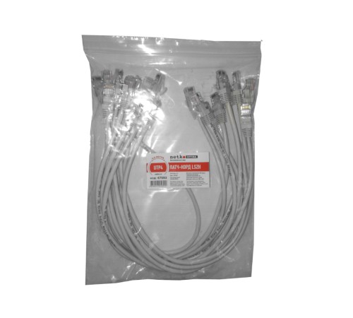 Патч-корд UTP4 cat 5е 0,5м ВС LSZH серый литой коннектор Netko Optima (упак 10) N.BC.UTP.5e-0.5m-2-lszh(p (67593)