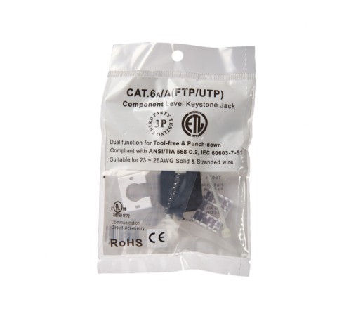 Модуль Keystone неэкранированный RJ45 cat.6А 180° 110/Krone тип под инструмент/ без инструмента KE белый Netko Expert CKC KJ28F-C6A-US/WH (54439)