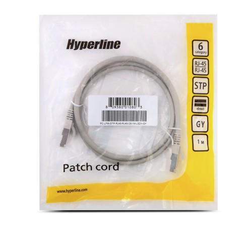 Патч-корд Hyperline PC-LPM-STP-RJ45-RJ45-C6-1M-LSZH-GY