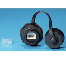 Промышленный модуль Keystone Jack RJ-45 (8P8C) IP67 категория 6 с защитной крышкой черный Hyperline KJ-IE-8P8C-C6-180-BK