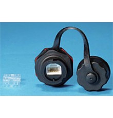 Промышленный модуль Keystone Jack RJ-45 (8P8C) IP67 категория 6 с защитной крышкой черный Hyperline KJ-IE-8P8C-C6-180-BK