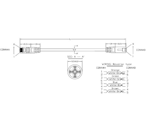Реверсивный Патч-корд U/UTP Cat.5e (100% Fluke Component Tested) LSZH 1 м серый Hyperline PC-LPM-UTP-RJ45-REV-RJ45-C5e-1M-LSZH-GY