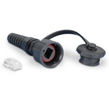 Промышленный разъем RJ-45 (8P8C) под витую пару IP67 категория 6 с защитной крышкой Hyperline PLUG-IE-8P8C-PV-C6