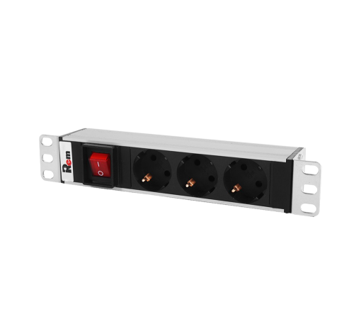 Блок розеток Rem -10 без шнура с выкл. 3 Sсhuko вход IEC 60320 C14 10A алюм. 10 Rem R-10-3S-V-220-Z 30112227100