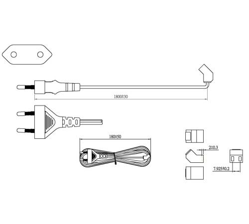 Кабель питания Hyperline KL-FCRD-1F-EU-1.8-BK
