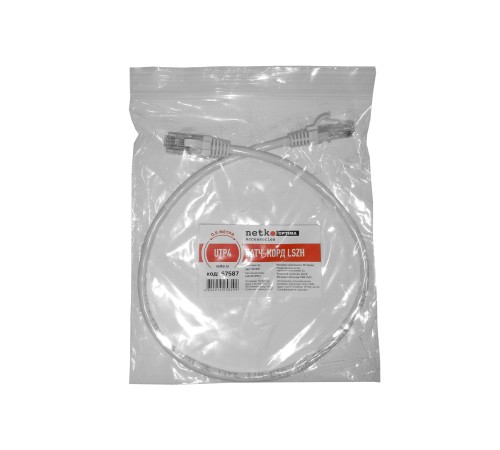 Патч-корд UTP4 cat 5e 0,5м ВС LSZH белый литой коннектор Netko Optima N.BC.UTP.5e-0.5m-0-lszh (67587)