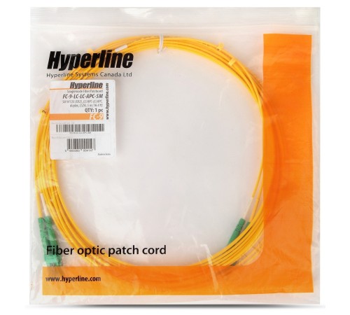 Патч-корд волоконно-оптический (шнур) Hyperline FC-D2-9-LC/AR-LC/AR-H-5M-LSZH-YL