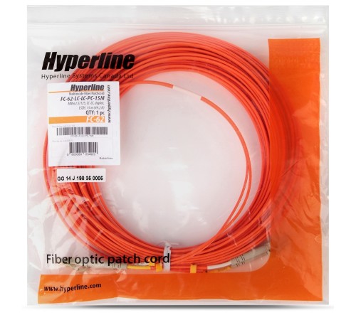 Патч-корд волоконно-оптический (шнур) Hyperline FC-D2-62-LC/PR-LC/PR-H-15M-LSZH-OR