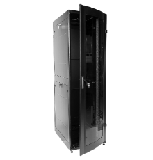 Шкаф телекоммуникационный напольный ПРОФ универсальный 42U (600x600) дверь стекло чёрный в сборе ЦМО ШТК-МП-42.6.6-1ААА-9005 30141515300
