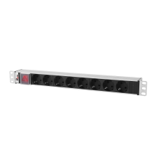 Блок розеток Rem -10 без шнура с выкл. 8 Sсhuko вход IEC 60320 C14 10A алюм. 19 Rem R-10-8S-V-440-Z 30112226900