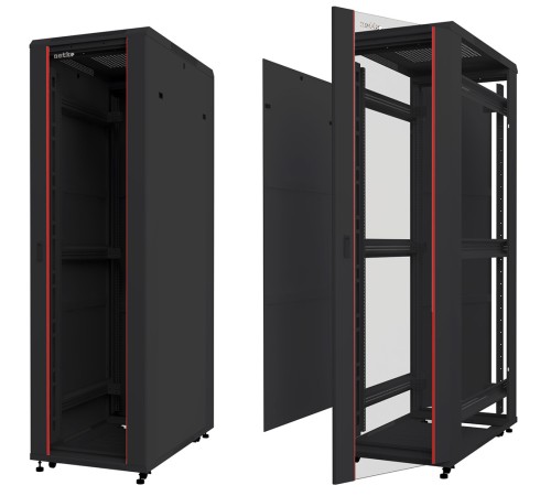 Шкаф напольный 42U серия T2(A2) (600х600х2055) передняя дверь стекло чёрный разобранный Netko (упакован в 2 коробки) 6642.901-S (53515)