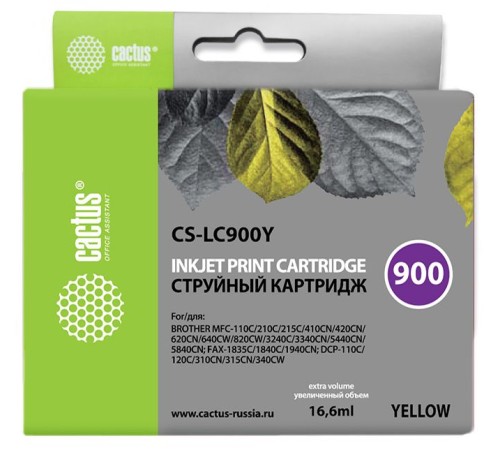 Картридж струйный Cactus CS-LC900Y