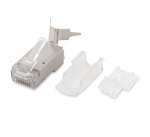 Разъем RJ-45 (8P8C) под витую пару 10Gb со вставкой (50 шт) Hyperline PLUG-8P8C-UV-C6A-SH-50