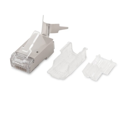 Разъем RJ-45 (8P8C) под витую пару 10Gb со вставкой (50 шт) Hyperline PLUG-8P8C-UV-C6A-SH-50
