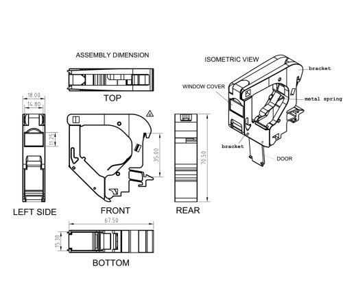 Крепление для Keystone Jack на DIN-рейку Hyperline FP-IE-DIN-KJ-1-GY