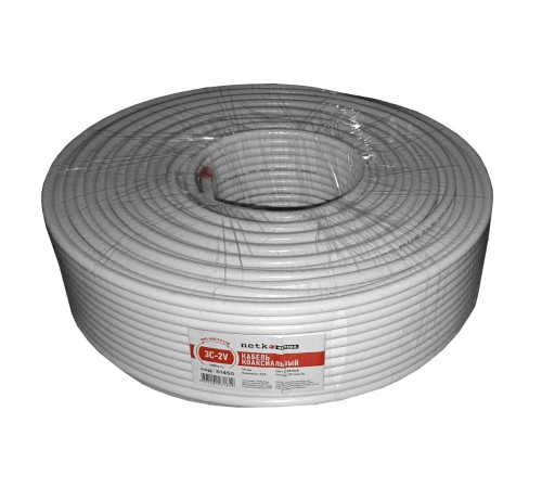 Кабель коаксиальный 3C-2V 75 Ом (CCS оплетка 32 нити AL) белый (100м) Netko Optima CXC-2787.3X.0B (51450)