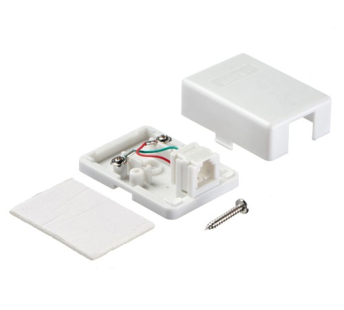 Розетка телефонная внешняя / 1 порт RJ11(6p2c) 2 контактная белая Netko LX-203 2w (53142)