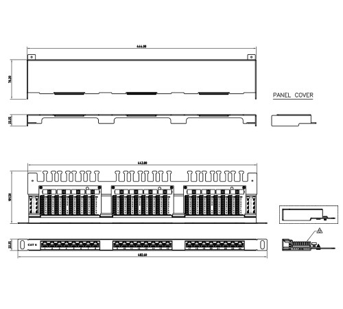 Патч-панель Hyperline PPHD-19-24-8P8C-C6-SH-110D
