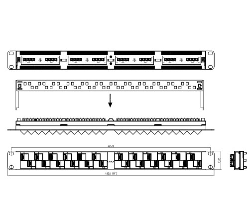 Патч-панель Hyperline PP2A-19-24S-8P8C-C6-110