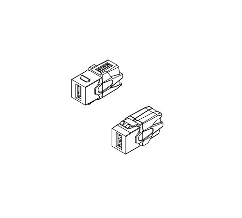 Вставка формата Keystone Jack с проходным адаптером USB 2.0 (Type A) 90 градусов ROHS белая Hyperline KJ1-USB-VA2-WH